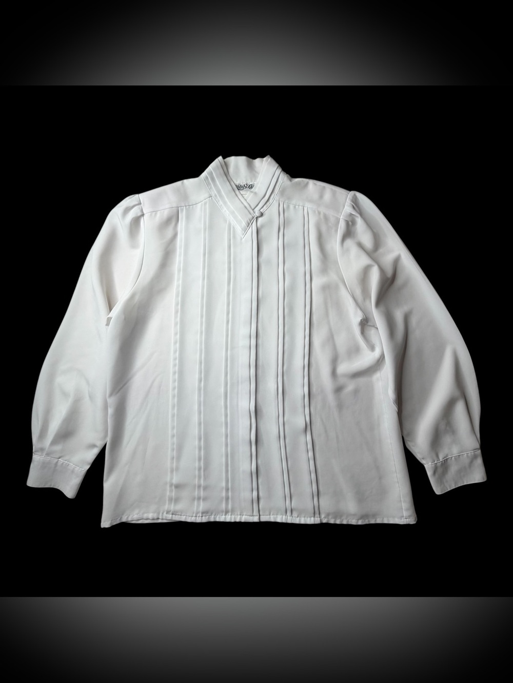 Yves St Clair 80s Vintage White Pleated Secretary Blouse Sz 12